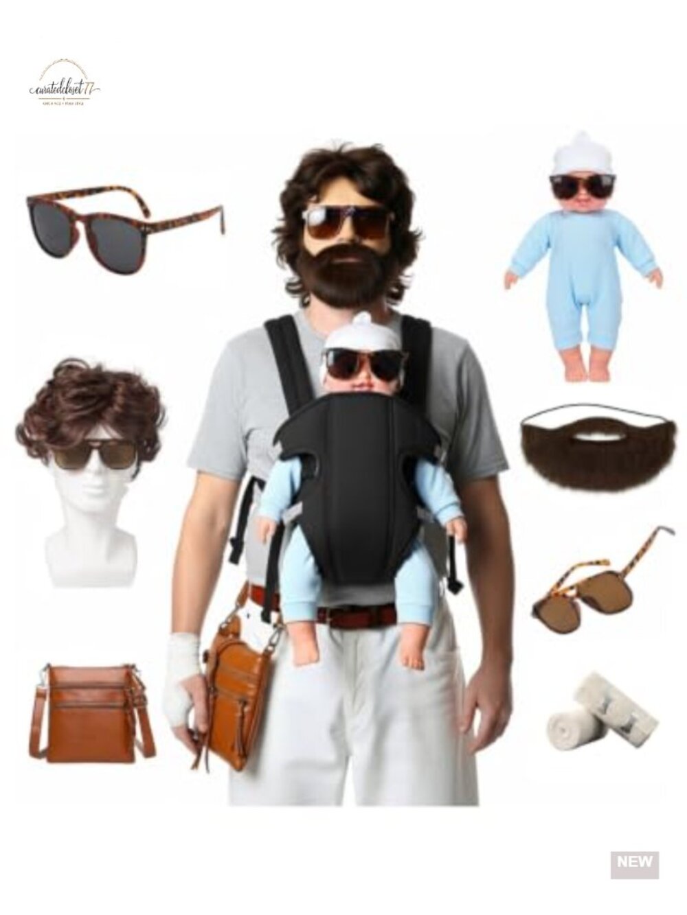 Men's Funny Halloween Hangover Costume Accessory Set Adult One Size